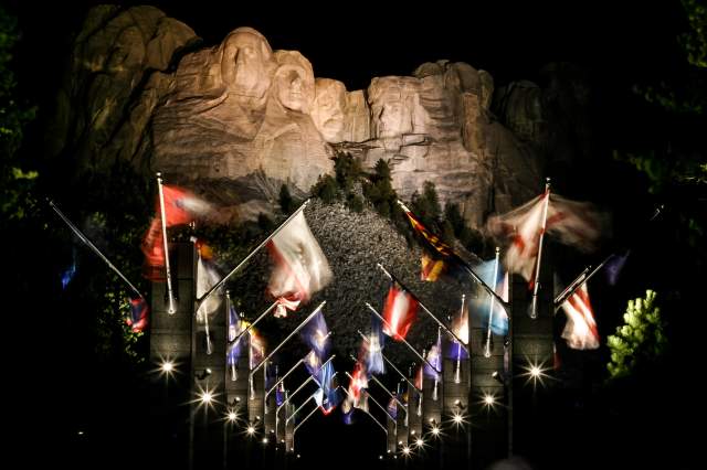 Evening Lighting Ceremony at Mount Rushmore