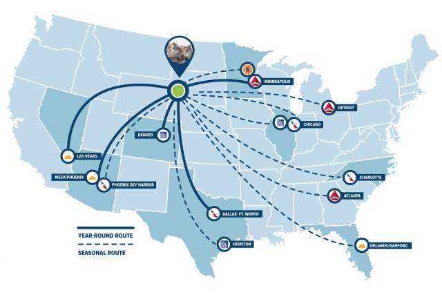 Rapid City Airport Flight Map