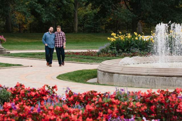 The sunken gardens in Garfield Park are a popular place to experience natural beauty.