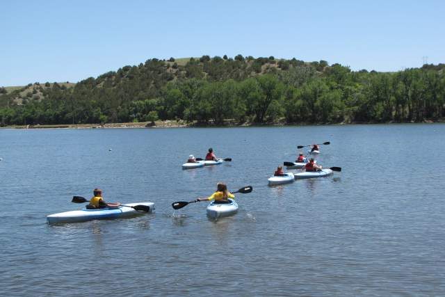 kayaks on lake