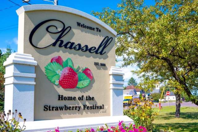 Chassell "Home of the Strawberry Festival" Sign