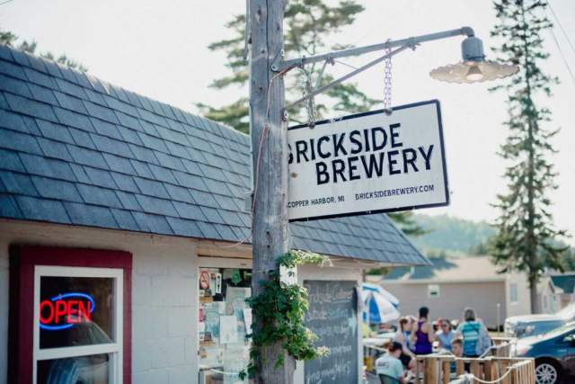 Outside of Brickside Brewery in Copper Harbor