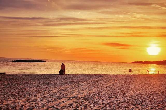 sunset over the beach