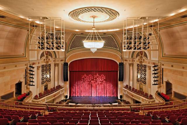 interior of the Saenger Theater view of the stage from the balcony