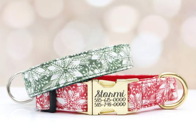 Holiday Dog Collar – Stormi Snowflake Canvas (Red and Green)
