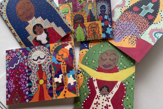 New Mexican Retablo Style, Linen Note Cards