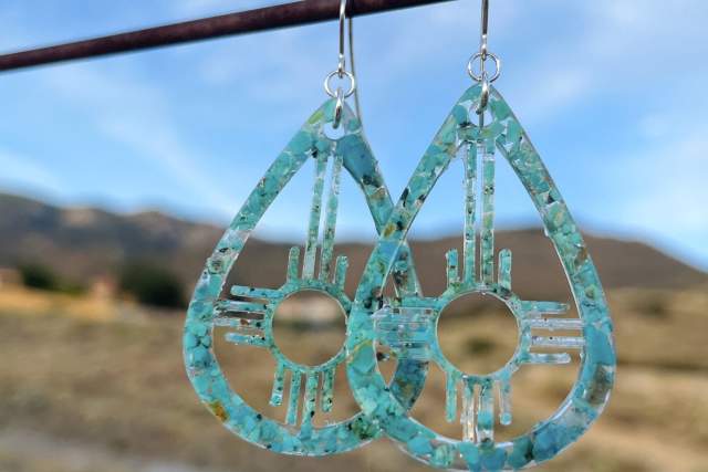 Crushed Turquoise ‘Enchanted ZIA Collection' Teardrop Resin Earrings