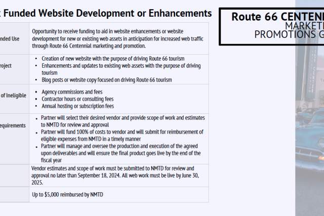 Route 66 Centennial website development funded by flex