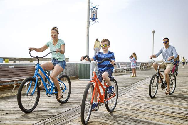 Family Biking the Boardwalk