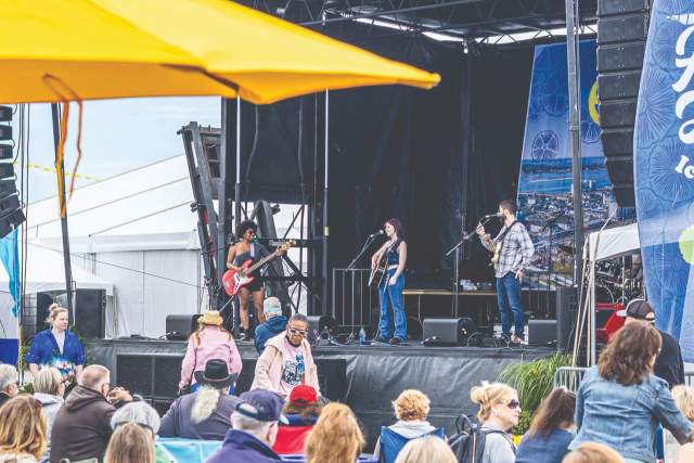 A band on stage at Springfest in Ocean City
