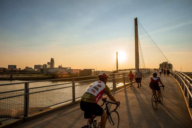 Riding Bikes on the Bob Kerrey Pedestrian Bridge