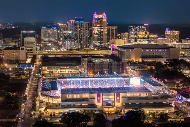 Inter&Co Stadium for Orlando City Soccer at night