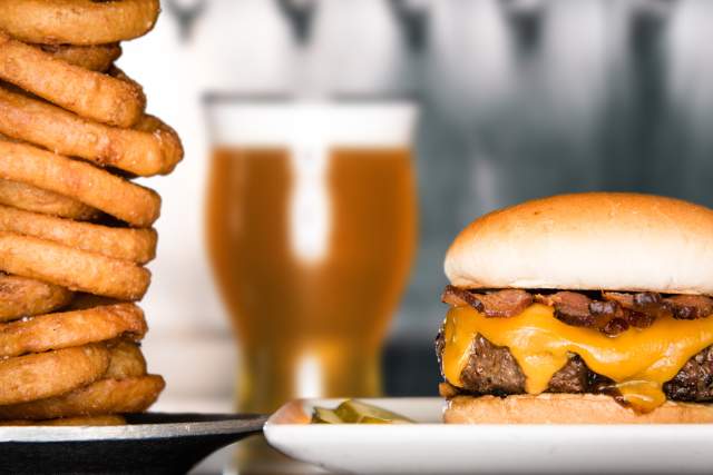 Yard House onion ring tower beer burger