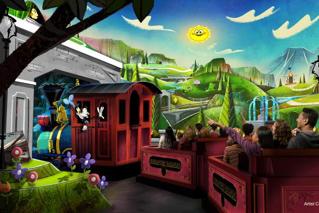 At Mickey & Minnie’s Runaway Railway in Disney’s Hollywood Studios guests will burst through movie screen and join Mickey Mouse, Minnie Mouse and pals on a wacky adventure. The first ride-through attraction themed to Mickey Mouse and Minnie Mouse is planned to open in spring 2020 at Walt Disney World Resort in Lake Buena Vista, Fla. (Disney)