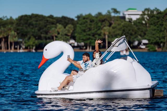 Riding Swan Boats in Lake Eola