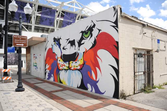 Lion mural near Exploria Stadium in Parramore