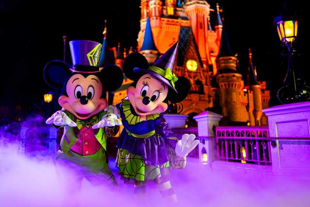 Mickey Mouse and Minnie Mouse don their Halloween best for Mickey’s Not-So-Scary Halloween Party at Walt Disney World Resort.