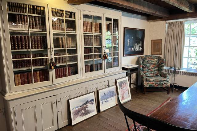 Book case in a dining room