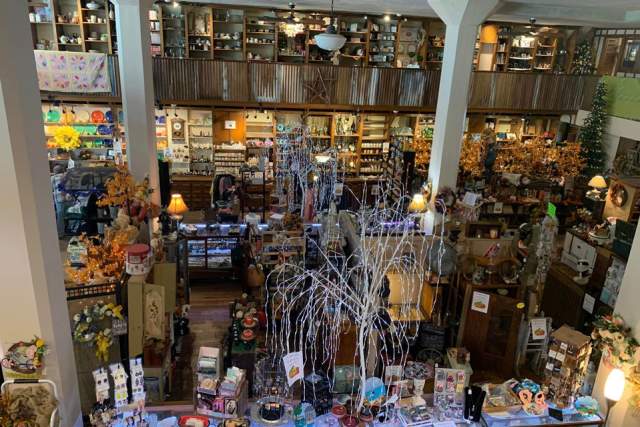 Interior of the two story antique store A Stroll Down Memory Lane in downtown Wellsboro