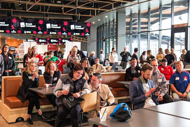 People networking and collaborating at the Sports Social