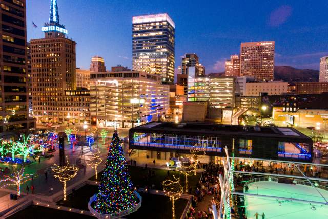 Gallivan Plaza Lights in Winter