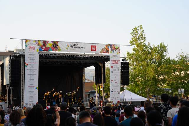 Performance on a stage at the Living Traditions Festival
