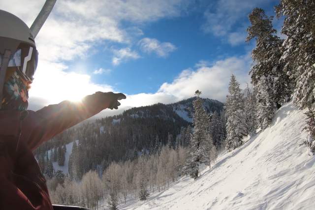 Riding the ski lift