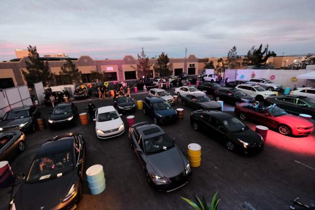Group Of Parked Cars At Dreamland Drive-in Drag Show
