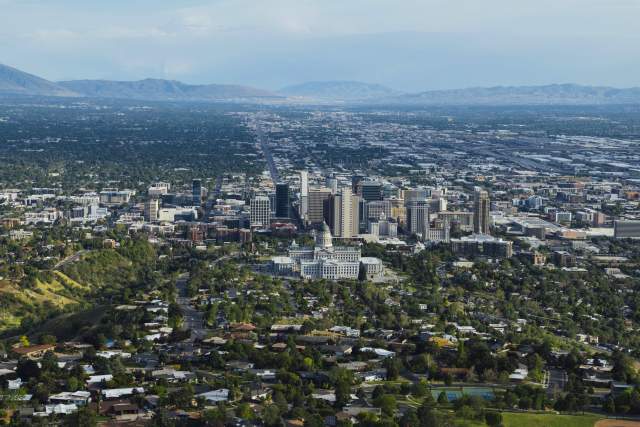 View of the Salt Lake Valley from the north above the capitol