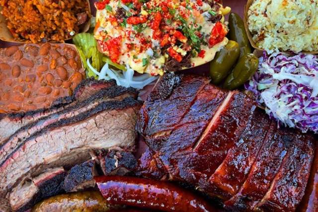 Pinkerton's Barbecue food spread platter