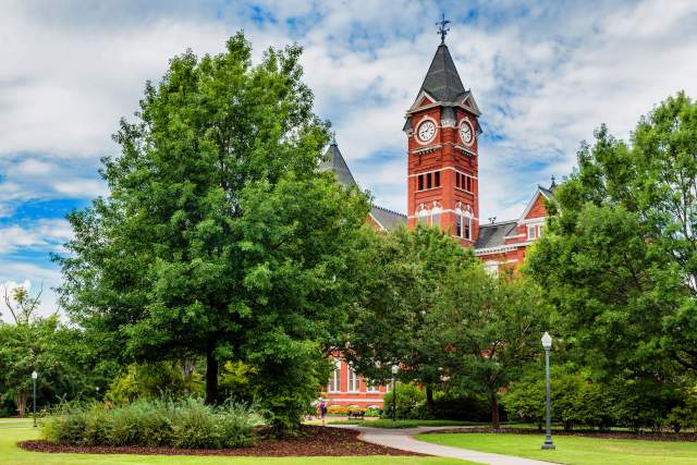 Historic building and campus at Auburn University in Auburn, Alabama