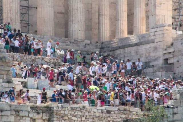 Crowded Ancient Monument