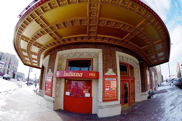 Indiana Theater ticket booth and marquee roof
