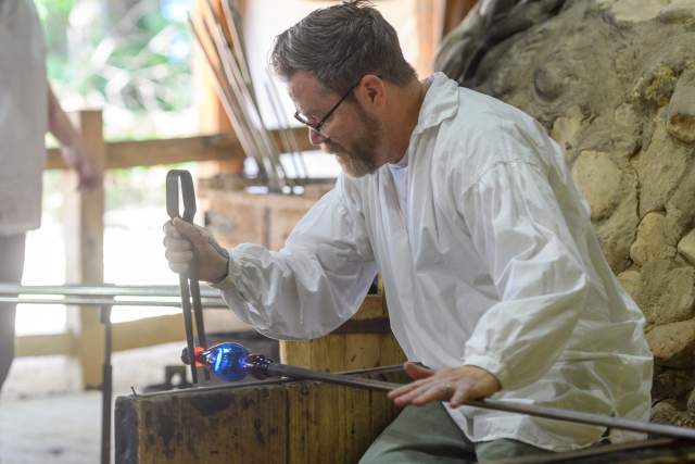 Glassblowing at Jamestown Glasshouse