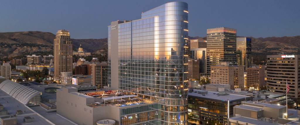 View from the south of the convention district and the new convention hotel