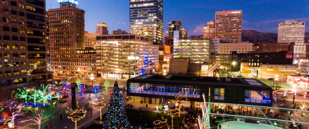 Gallivan Plaza Lights in Winter