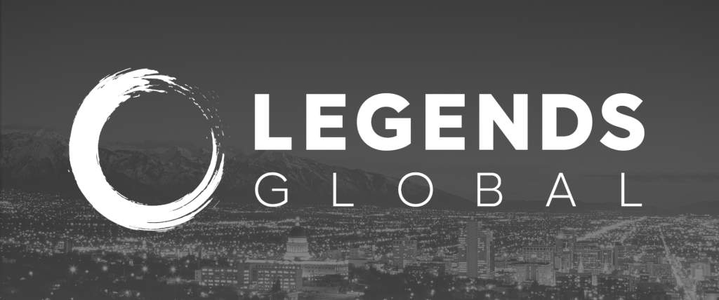 Legends Global logo over Salt Lake City photo