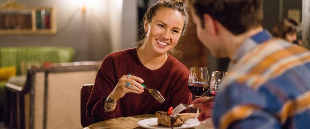Couple eating dessert at Caffe Molise