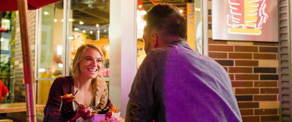 Couple eating at Spitz in Sugar House