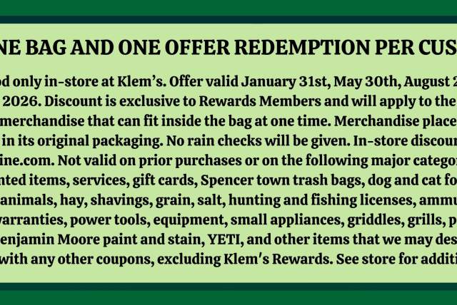 Klem's 5th Saturday Sales 2026