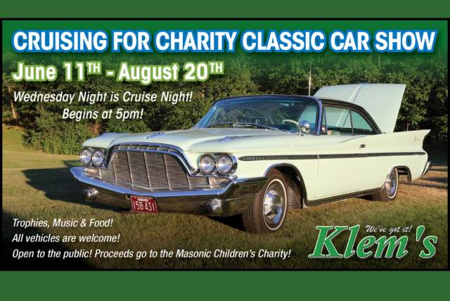 Cruising for Charity CAR SHOW at Klem's!