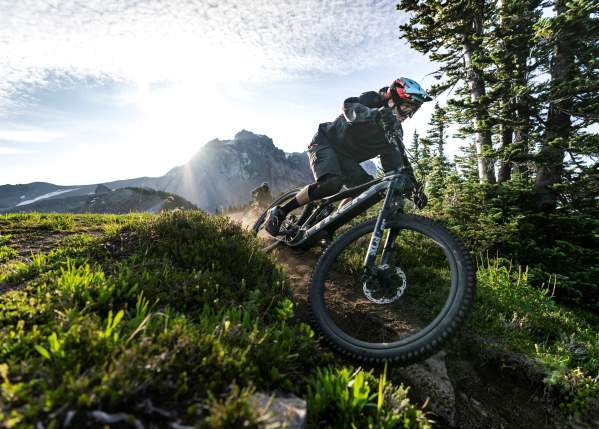 Man mountain biking