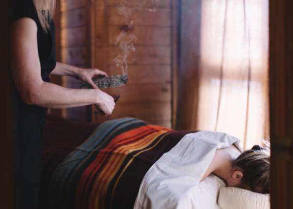Women at the sundance spa getting a massage