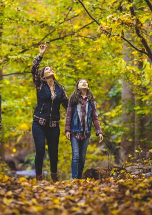 Mother Daughter fall hiking