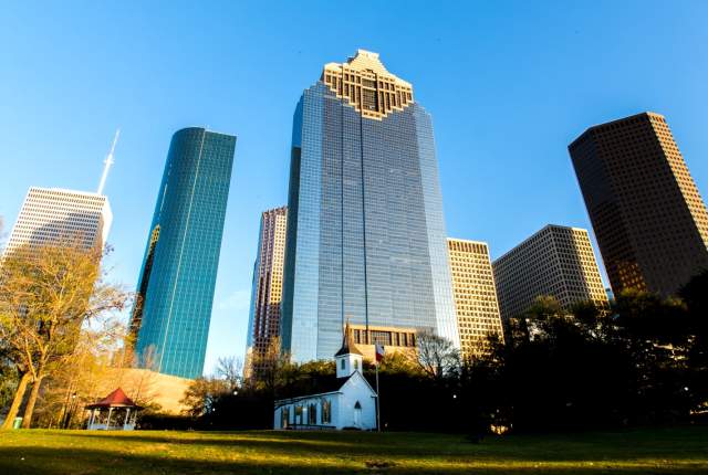 Skyline from Sam Houston Park