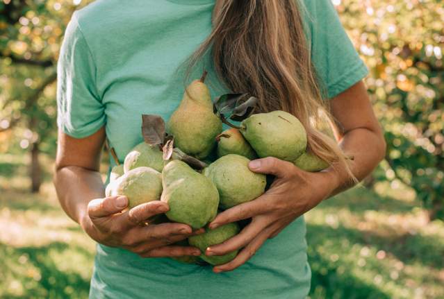 Woman holding pears