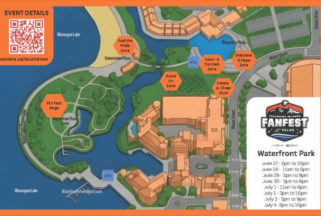 Touchdown Kelowna BC Lions Fan Fest Map