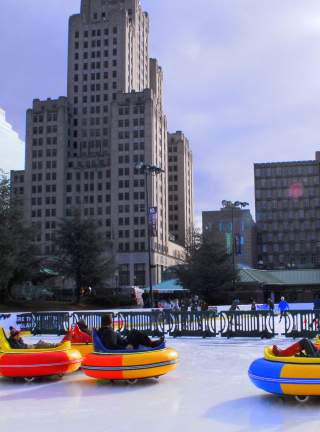 Providence bumper  cars skating center rink winter family fun outdoors ice