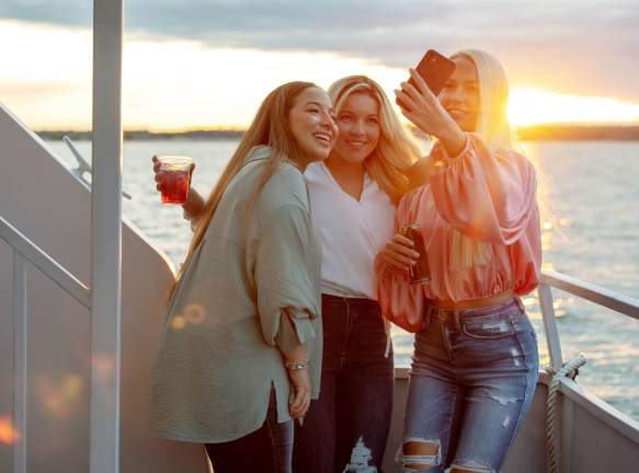 Women taking a selfie