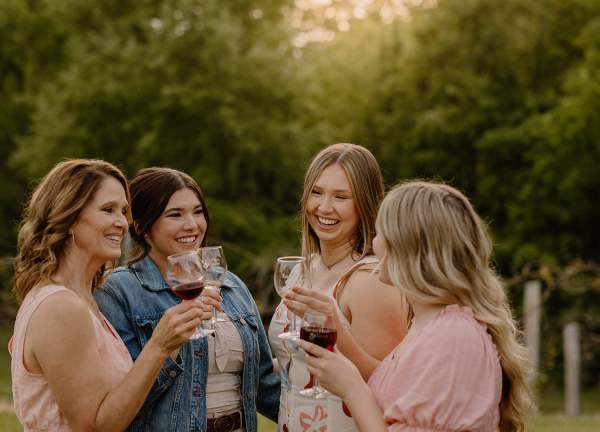 Four women drinking wine at Tuscan Hills Winery